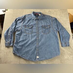 Levi Strauss 3XL Signature Denim Pearl Snap Long Sleeve Shirt Mens XXXL Blue